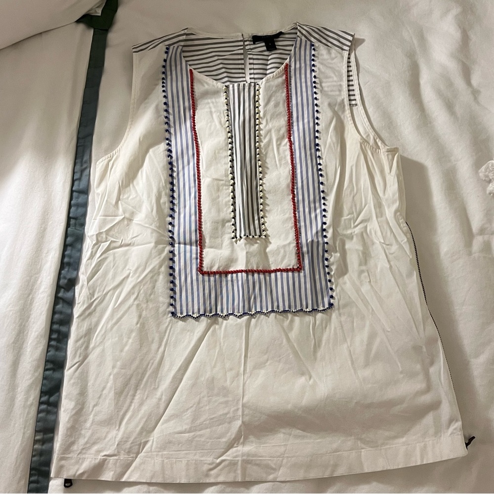 J Crew Sleeveless Top with Beaded detailing and front zippers